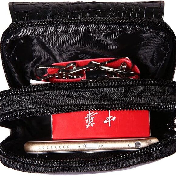 Crocodile Leather Phone Belt Bag Waist Pack for Men Travel Outdoor Casual Cellph - Picture 7 of 8